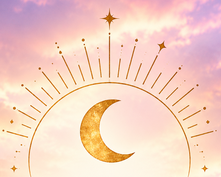 Gold crescent moon emblem